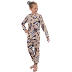 Vintage-drawn-insect-seamless-pattern Kids  Long Sleeve Set 