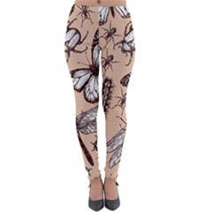 Vintage-drawn-insect-seamless-pattern Lightweight Velour Leggings