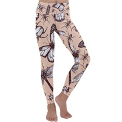 Vintage-drawn-insect-seamless-pattern Kids  Lightweight Velour Classic Yoga Leggings