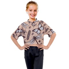 Vintage-drawn-insect-seamless-pattern Kids Mock Neck Tee