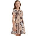 Vintage-drawn-insect-seamless-pattern Kids  Bow Tie Puff Sleeve Dress View2