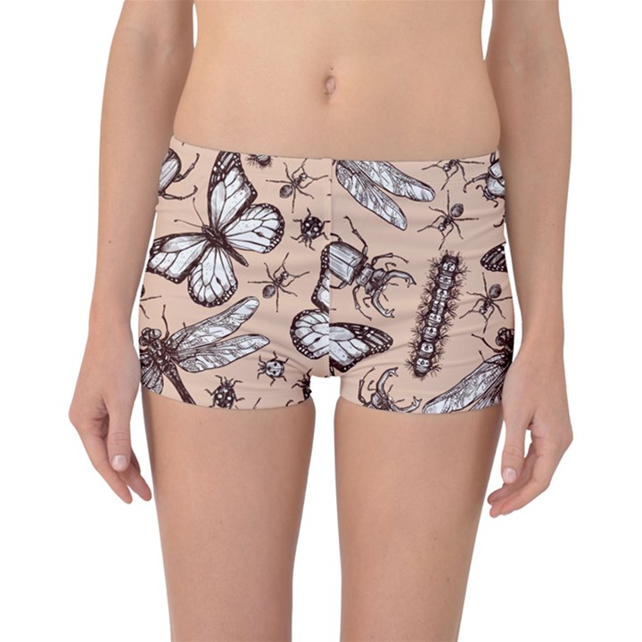 Vintage-drawn-insect-seamless-pattern Boyleg Bikini Bottoms