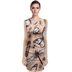 Vintage-drawn-insect-seamless-pattern Classic Sleeveless Midi Dress