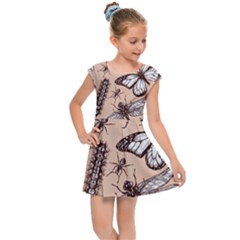 Vintage-drawn-insect-seamless-pattern Kids  Cap Sleeve Dress