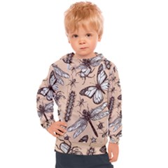 Vintage-drawn-insect-seamless-pattern Kids  Hooded Pullover