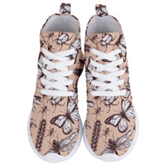 Vintage-drawn-insect-seamless-pattern Women s Lightweight High Top Sneakers