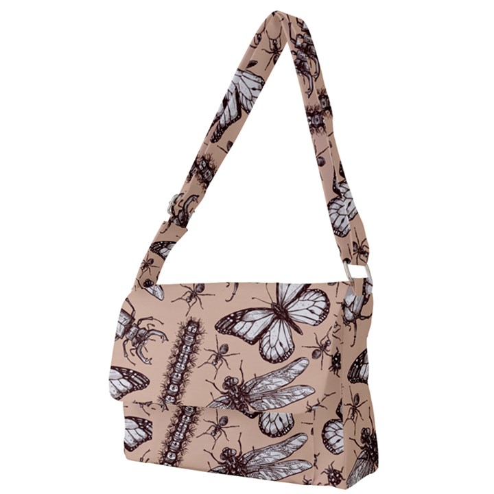 Vintage-drawn-insect-seamless-pattern Full Print Messenger Bag (L)