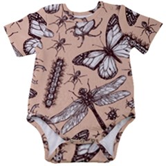 Vintage-drawn-insect-seamless-pattern Baby Short Sleeve Onesie Bodysuit