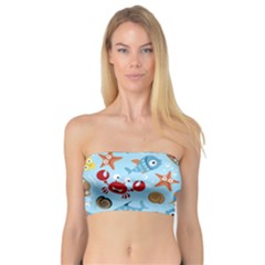 Seamless-pattern-funny-marine-animals-cartoon Bandeau Top