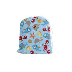 Seamless-pattern-funny-marine-animals-cartoon Drawstring Pouch (medium)