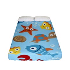 Seamless-pattern-funny-marine-animals-cartoon Fitted Sheet (full/ Double Size)