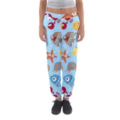 Seamless-pattern-funny-marine-animals-cartoon Women s Jogger Sweatpants