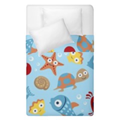 Seamless-pattern-funny-marine-animals-cartoon Duvet Cover Double Side (single Size)