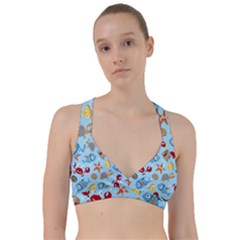 Seamless-pattern-funny-marine-animals-cartoon Sweetheart Sports Bra