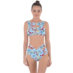 Seamless-pattern-funny-marine-animals-cartoon Bandaged Up Bikini Set 