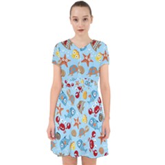 Seamless-pattern-funny-marine-animals-cartoon Adorable In Chiffon Dress