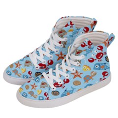 Seamless-pattern-funny-marine-animals-cartoon Women s Hi-top Skate Sneakers by Jancukart