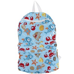 Seamless-pattern-funny-marine-animals-cartoon Foldable Lightweight Backpack