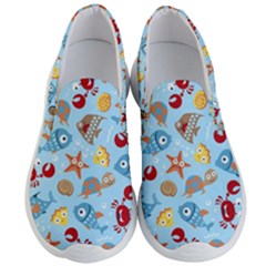 Seamless-pattern-funny-marine-animals-cartoon Men s Lightweight Slip Ons