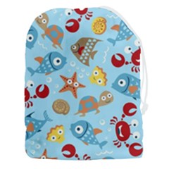 Seamless-pattern-funny-marine-animals-cartoon Drawstring Pouch (3xl)