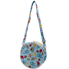 Seamless-pattern-funny-marine-animals-cartoon Crossbody Circle Bag