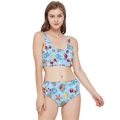 Seamless-pattern-funny-marine-animals-cartoon Frilly Bikini Set