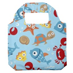 Seamless-pattern-funny-marine-animals-cartoon Premium Foldable Grocery Recycle Bag