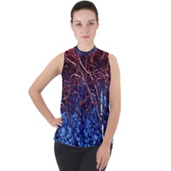 Autumn Fractal Forest Background Mock Neck Chiffon Sleeveless Top by Amaryn4rt