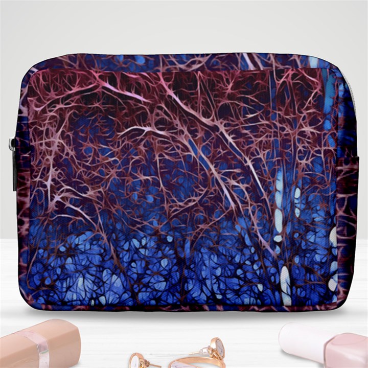 Autumn Fractal Forest Background Make Up Pouch (Large)