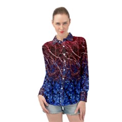 Autumn Fractal Forest Background Long Sleeve Chiffon Shirt