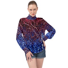 Autumn Fractal Forest Background High Neck Long Sleeve Chiffon Top by Amaryn4rt