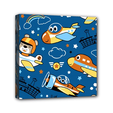 Seamless-pattern-with-nice-planes-cartoon Mini Canvas 6  X 6  (stretched)