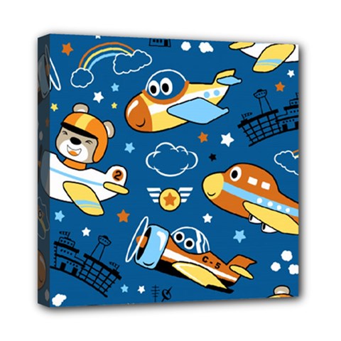 Seamless-pattern-with-nice-planes-cartoon Mini Canvas 8  X 8  (stretched)