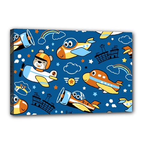 Seamless-pattern-with-nice-planes-cartoon Canvas 18  X 12  (stretched) by Jancukart