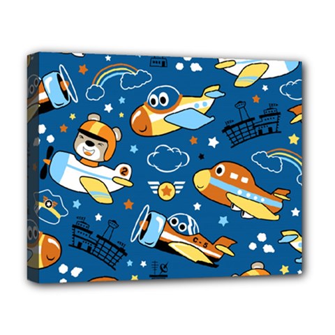 Seamless-pattern-with-nice-planes-cartoon Deluxe Canvas 20  X 16  (stretched)