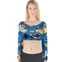 Seamless-pattern-with-nice-planes-cartoon Long Sleeve Crop Top View1