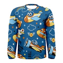 Seamless-pattern-with-nice-planes-cartoon Men s Long Sleeve Tee