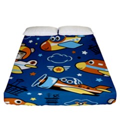 Seamless-pattern-with-nice-planes-cartoon Fitted Sheet (california King Size)