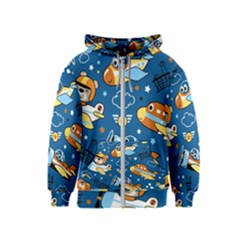 Seamless-pattern-with-nice-planes-cartoon Kids  Zipper Hoodie