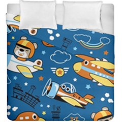 Seamless-pattern-with-nice-planes-cartoon Duvet Cover Double Side (king Size)