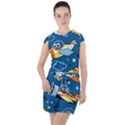 Seamless-pattern-with-nice-planes-cartoon Drawstring Hooded Dress View1