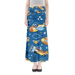 Seamless-pattern-with-nice-planes-cartoon Full Length Maxi Skirt