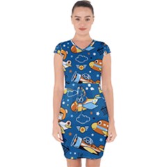 Seamless-pattern-with-nice-planes-cartoon Capsleeve Drawstring Dress  by Jancukart