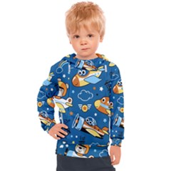 Seamless-pattern-with-nice-planes-cartoon Kids  Hooded Pullover