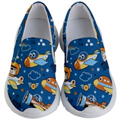 Seamless-pattern-with-nice-planes-cartoon Kids Lightweight Slip Ons