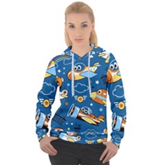 Seamless-pattern-with-nice-planes-cartoon Women s Overhead Hoodie