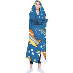 Seamless-pattern-with-nice-planes-cartoon Wearable Blanket