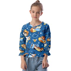 Seamless-pattern-with-nice-planes-cartoon Kids  Cuff Sleeve Top