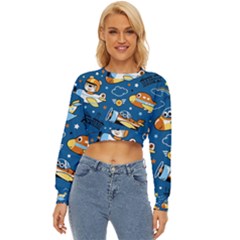 Seamless-pattern-with-nice-planes-cartoon Lightweight Long Sleeve Sweatshirt