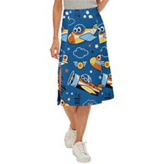 Seamless-pattern-with-nice-planes-cartoon Midi Panel Skirt